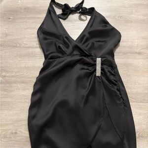 Bershka Black Satin Backless Dress